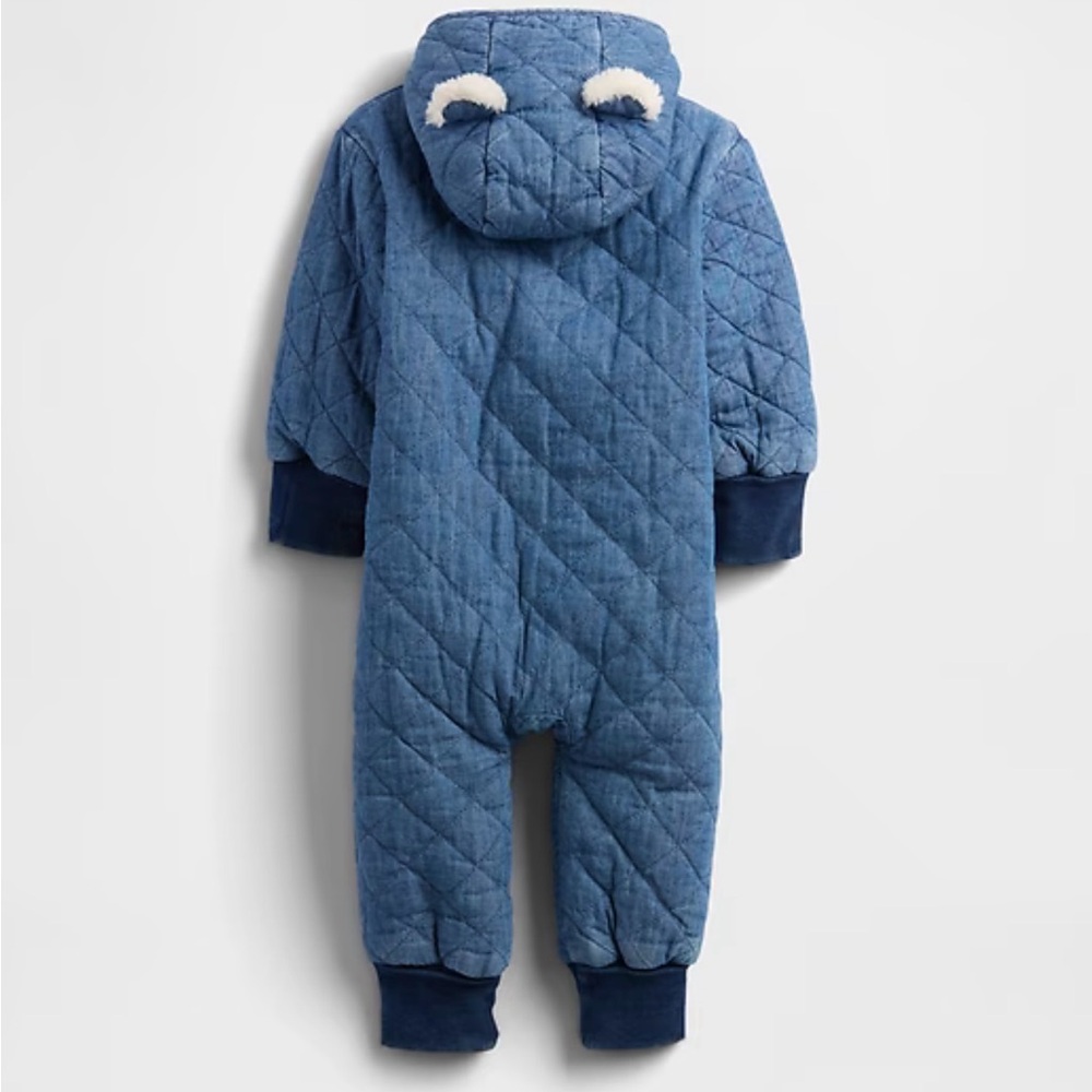 Baby Quilted Denim Cozy One-Piece - Picture 2 of 5